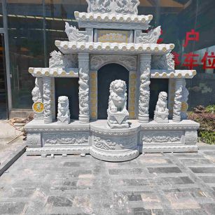 白山芝麻白中国黑石材套墓 花岗岩墓碑